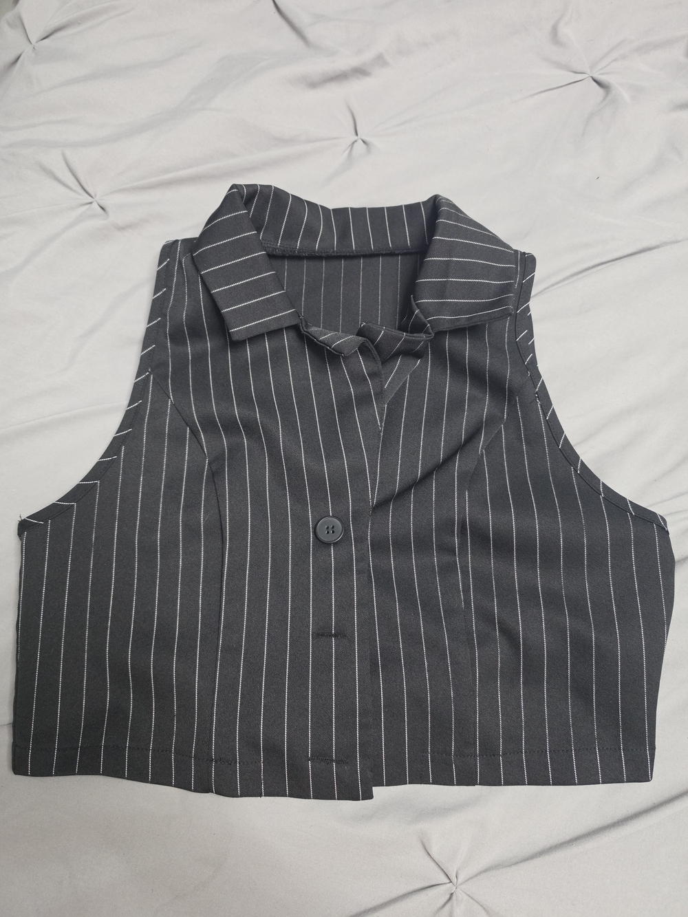 Sleeveless Pinstripe Crop Top - Black